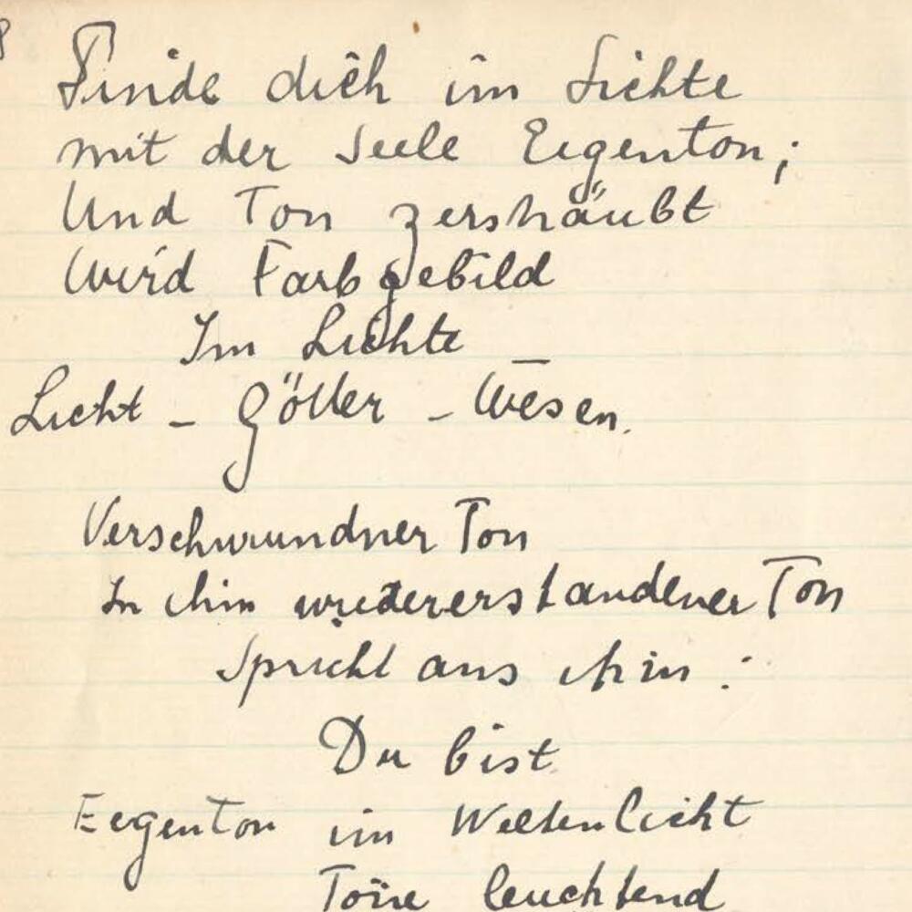 "Finde dich im Lichte / mit der Seele Eigenton ..."