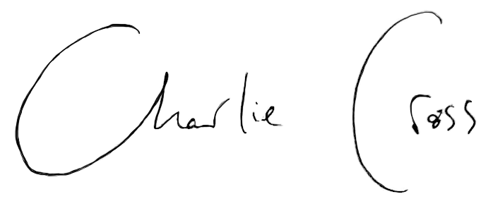 Signature charlie cross PNG
